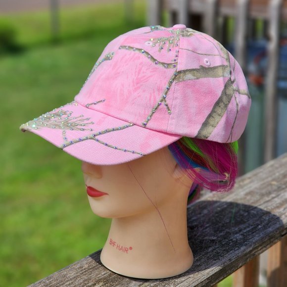 Ladies Pink Camo BLING Hat - Picture 3 of 4